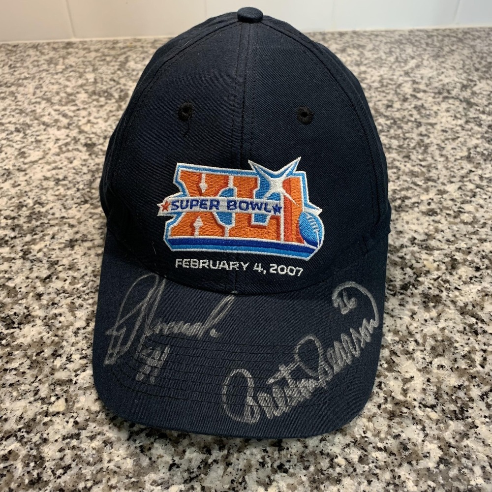 Vintage Super Bowl XLI Hat Cap Strap Back Mens Blue Football Reebok 2007 Signed